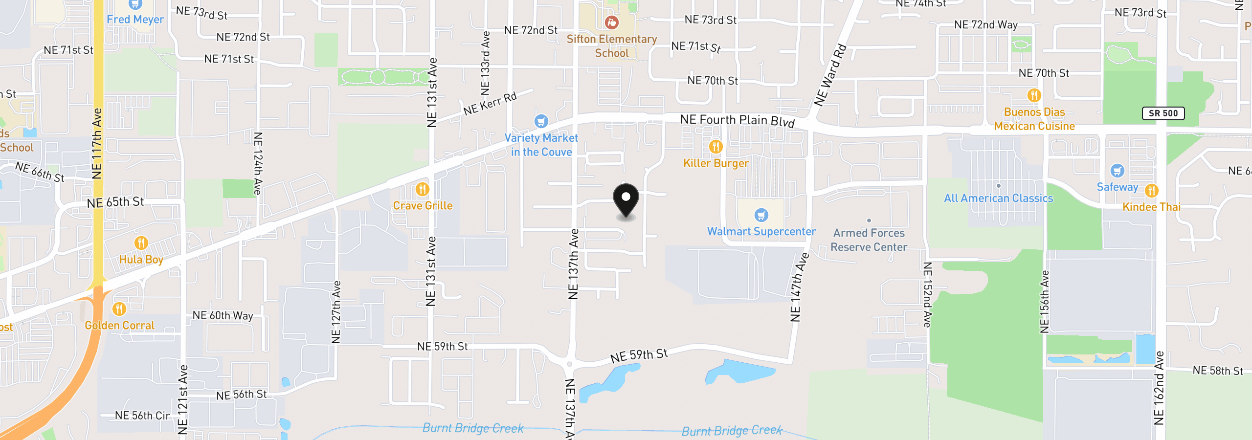 Map showing the location of 13902 NE 64th Cir, Vancouver, Wa 98682