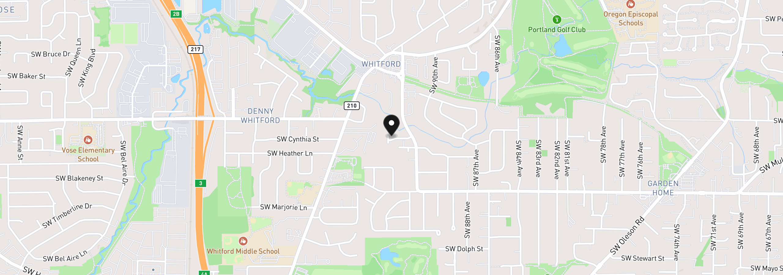 Map showing the location of 9305 SW Brooks Bend Pl, Portland, OR 97223