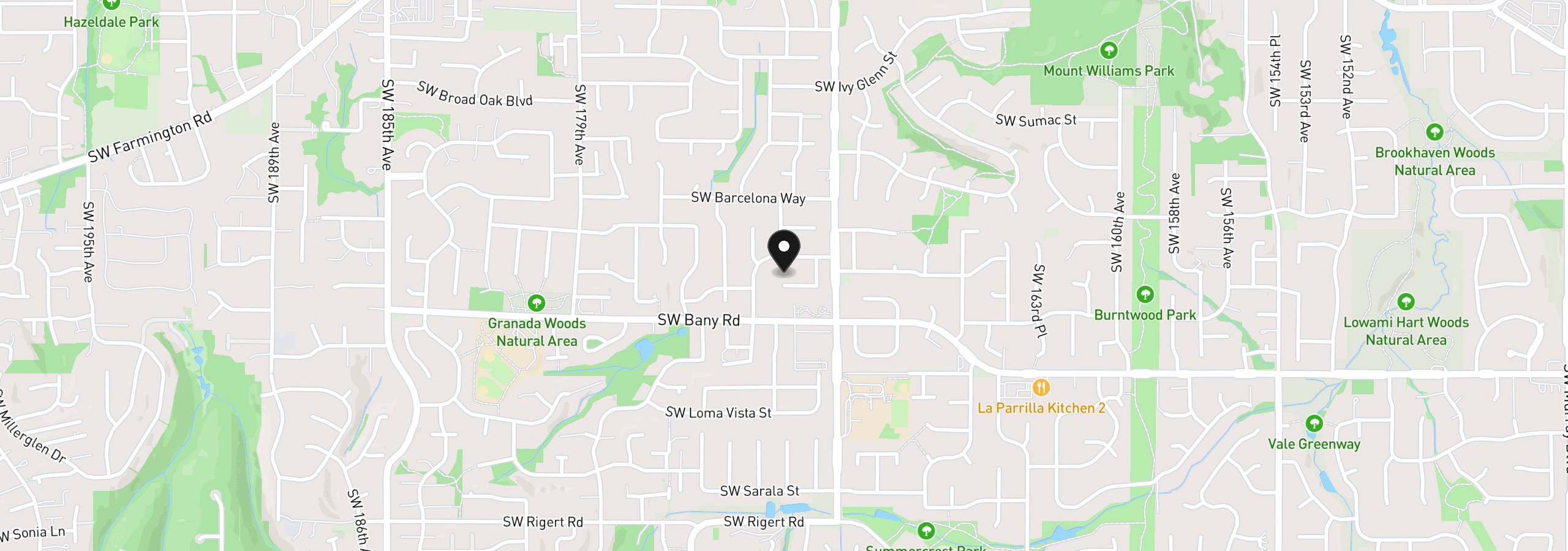 Map showing the location of 7265 SW 171st Dr, Beaverton, OR 97007