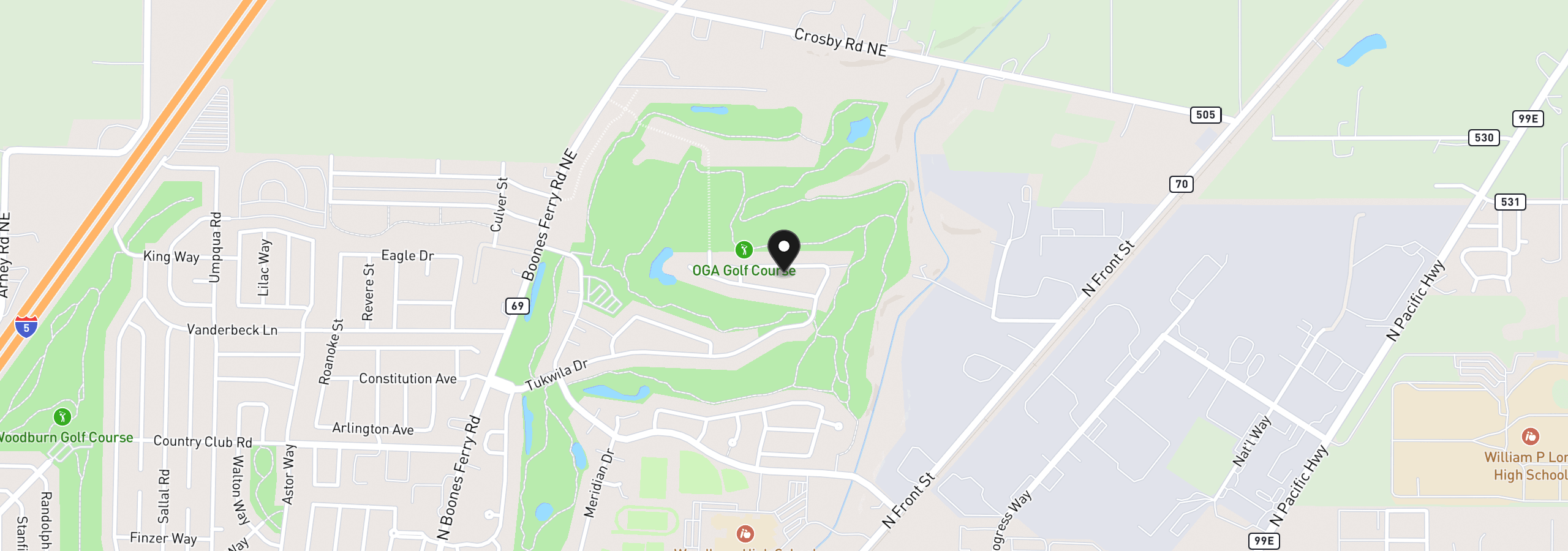Map showing the location of 462 Turnberry Ave, Woodburn, OR 97071
