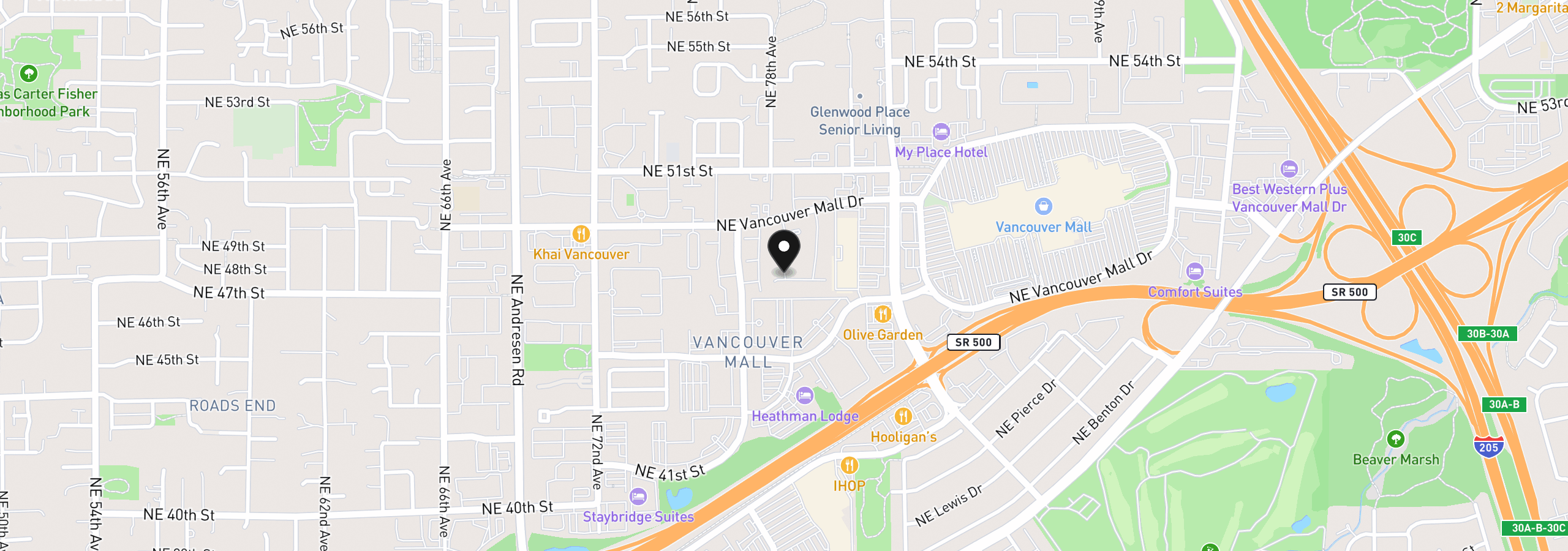 Map showing the location of 7819 NE Loowit Loop 83, Vancouver, Wa 98662