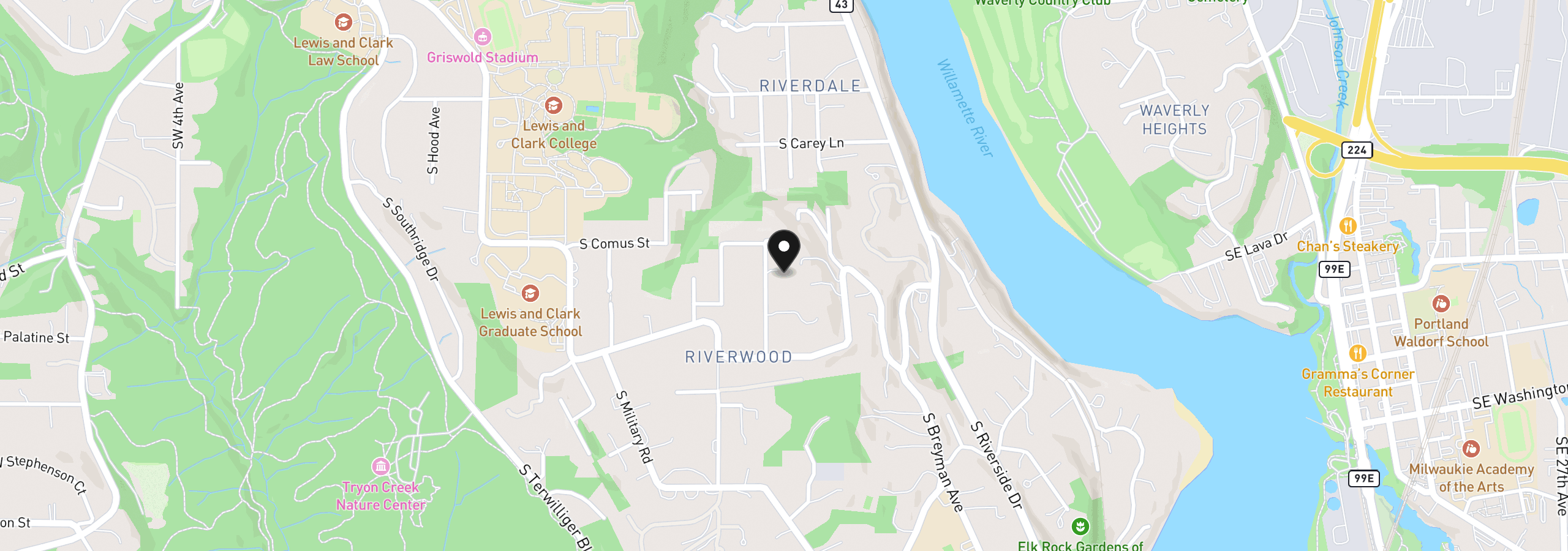 Map showing the location of 11000 S Collina Ave, Portland, OR 97219