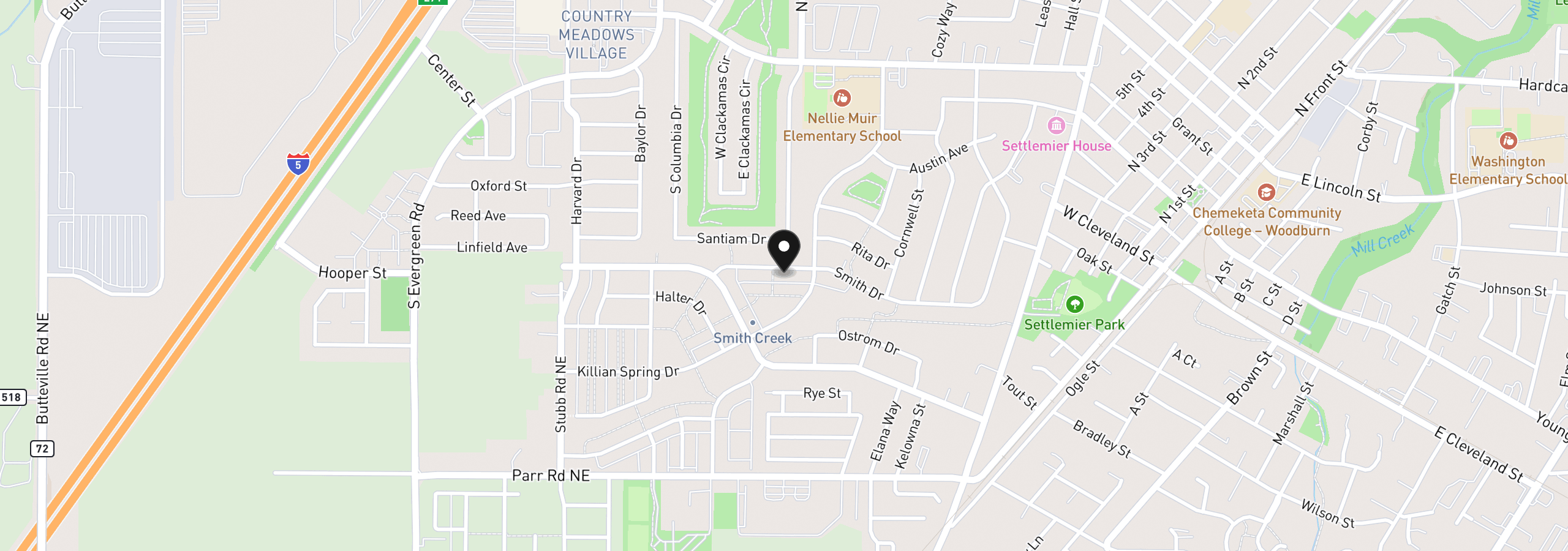 Map showing the location of 1870 Smith Dr, Woodburn, OR 97071