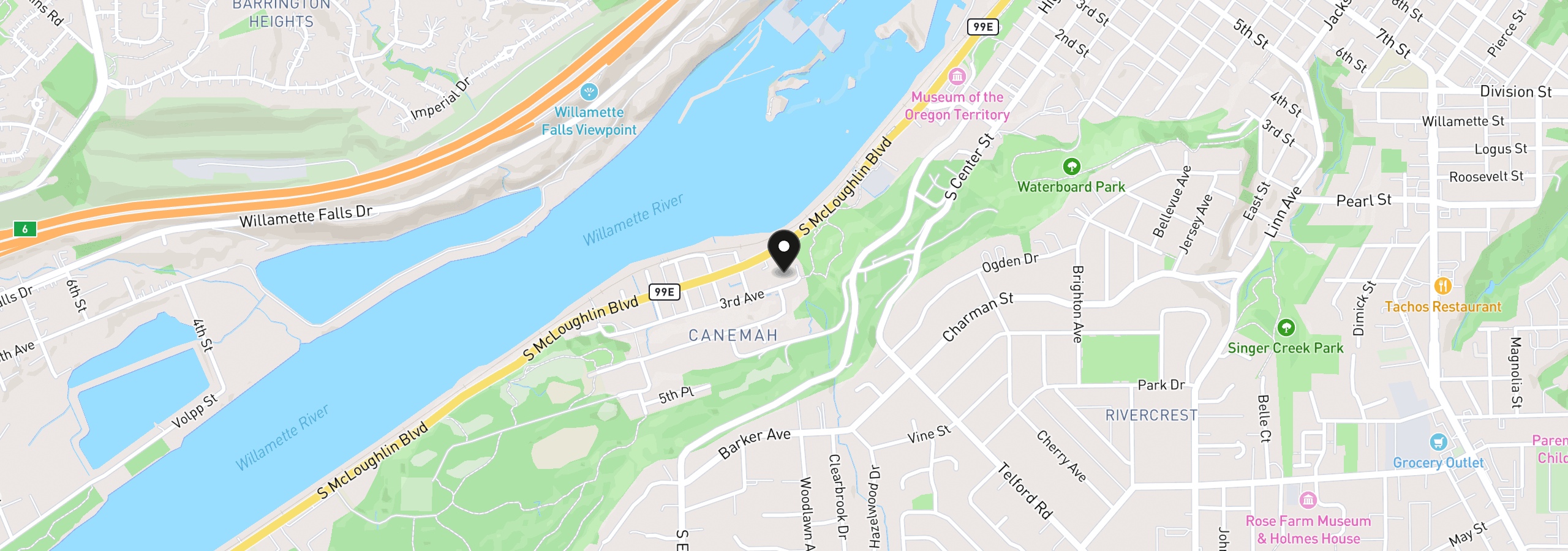 Map showing the location of 3rd Ave, Oregon City, OR 97045