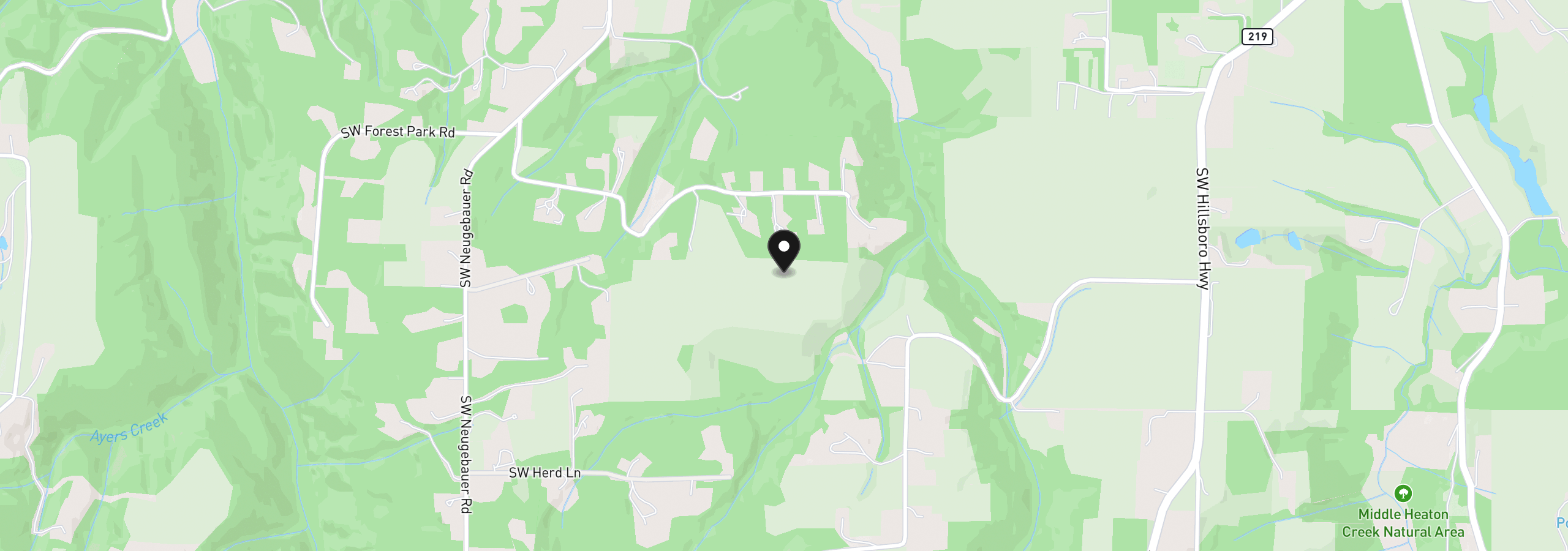 Map showing the location of 23129 SW Jaquith Rd, Newberg, OR 97132