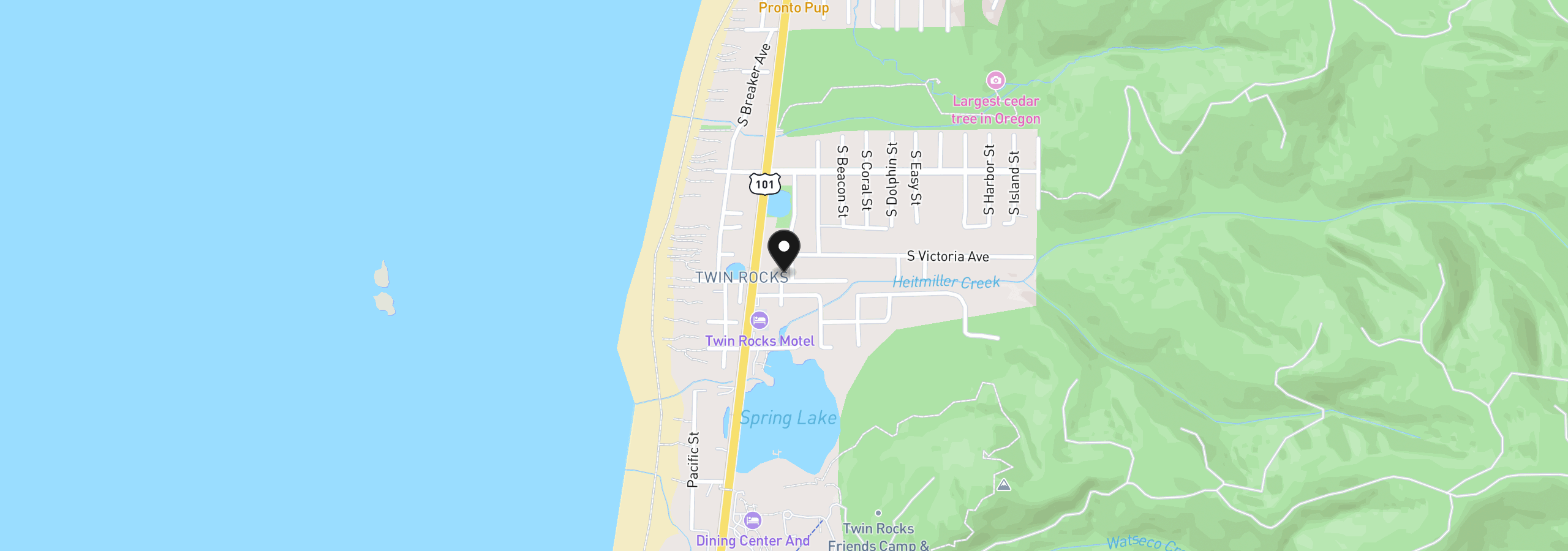 Map showing the location of 8080 S Minnehaha St, Rockaway Beach, OR 97136