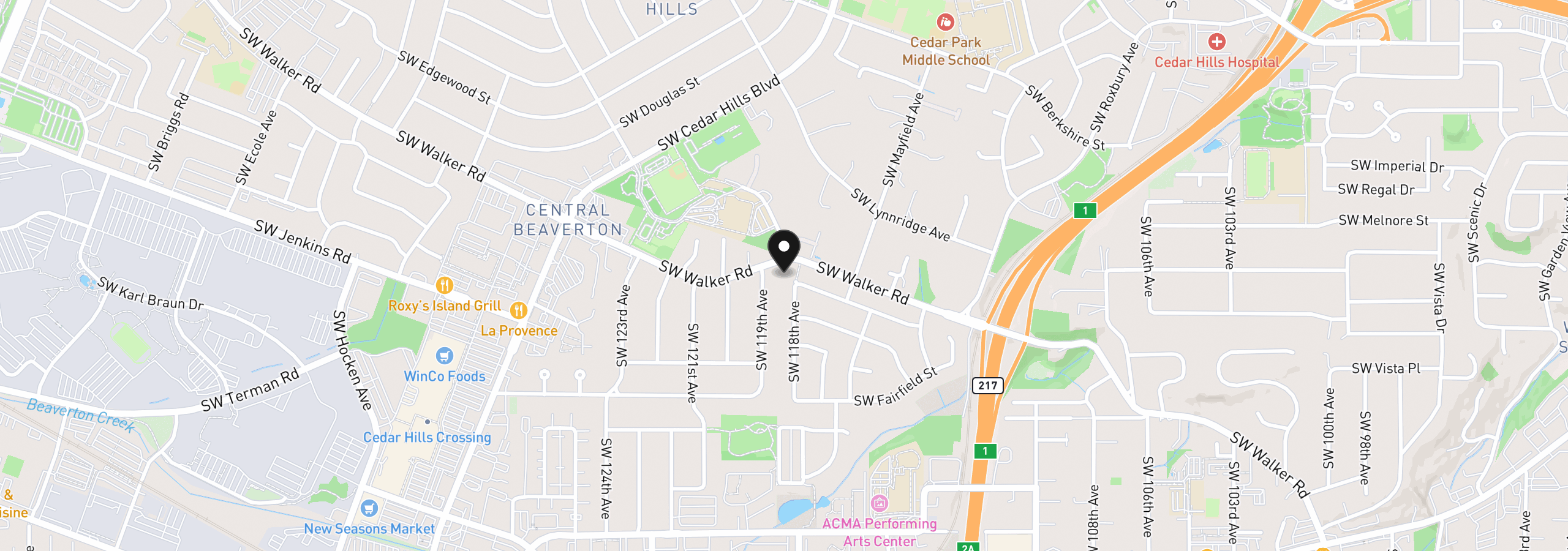 Map showing the location of 2765 SW 118th Ave, Beaverton, OR 97005