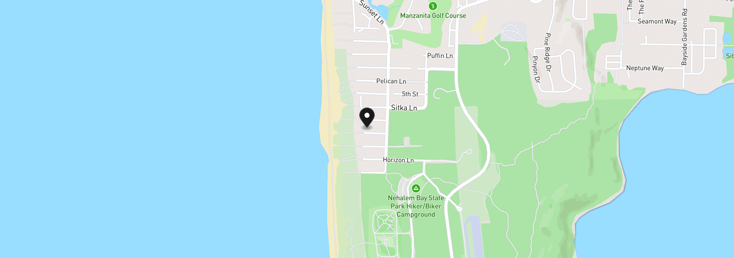 Map showing the location of 8870 Spindrift Ln, Manzanita, OR 97130
