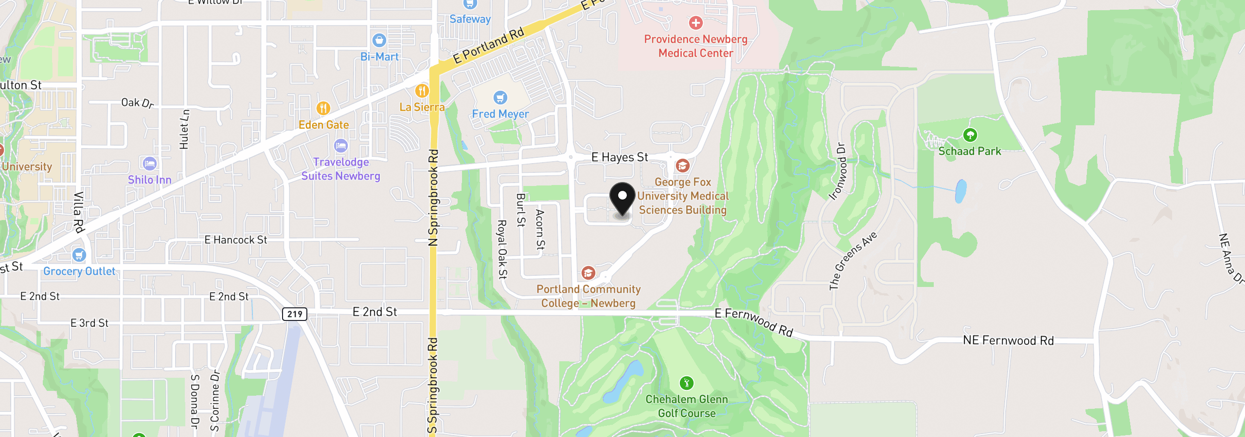 Map showing the location of 3866 Oak Meadows Loop, Newberg, OR 97132