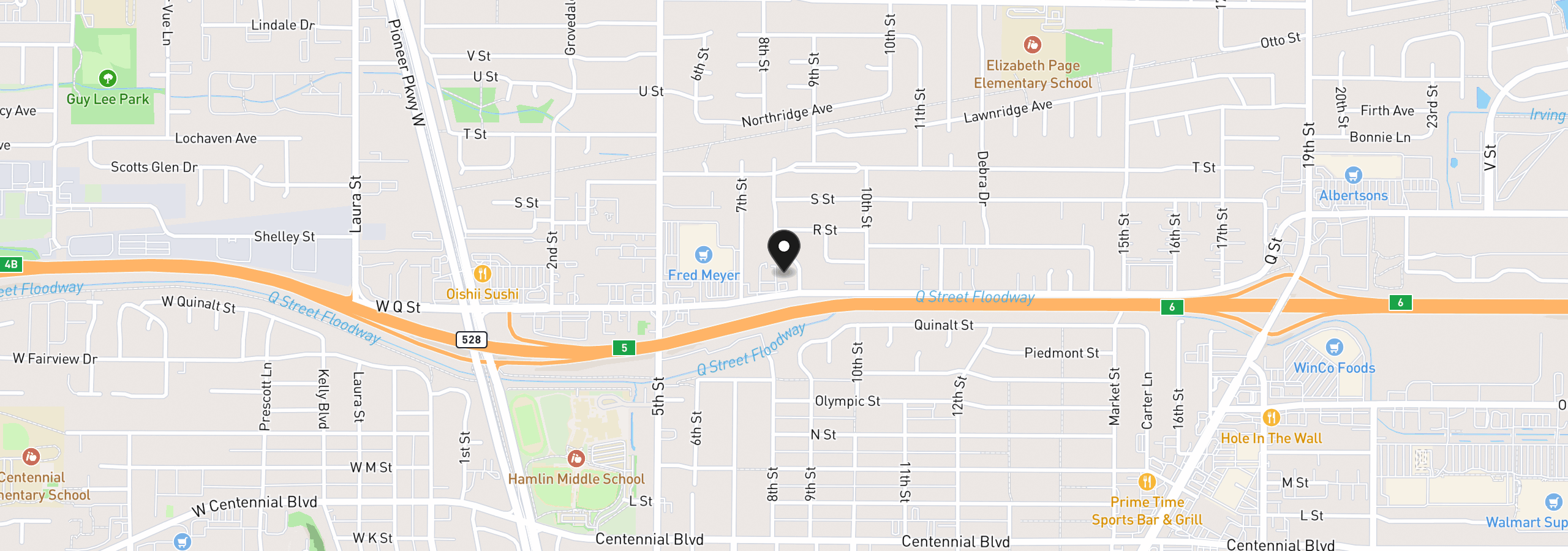 Map showing the location of 780 Q St, Springfield, OR 97477