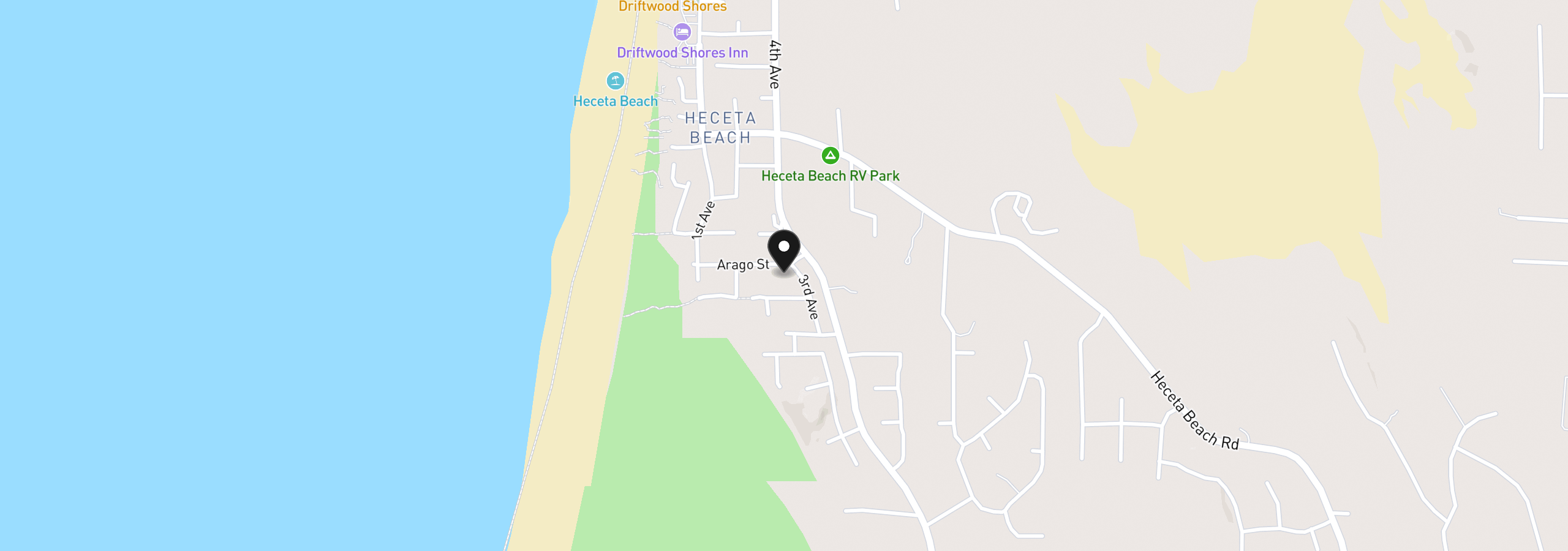 Map showing the location of 4620 Arago St, Florence, OR 97439