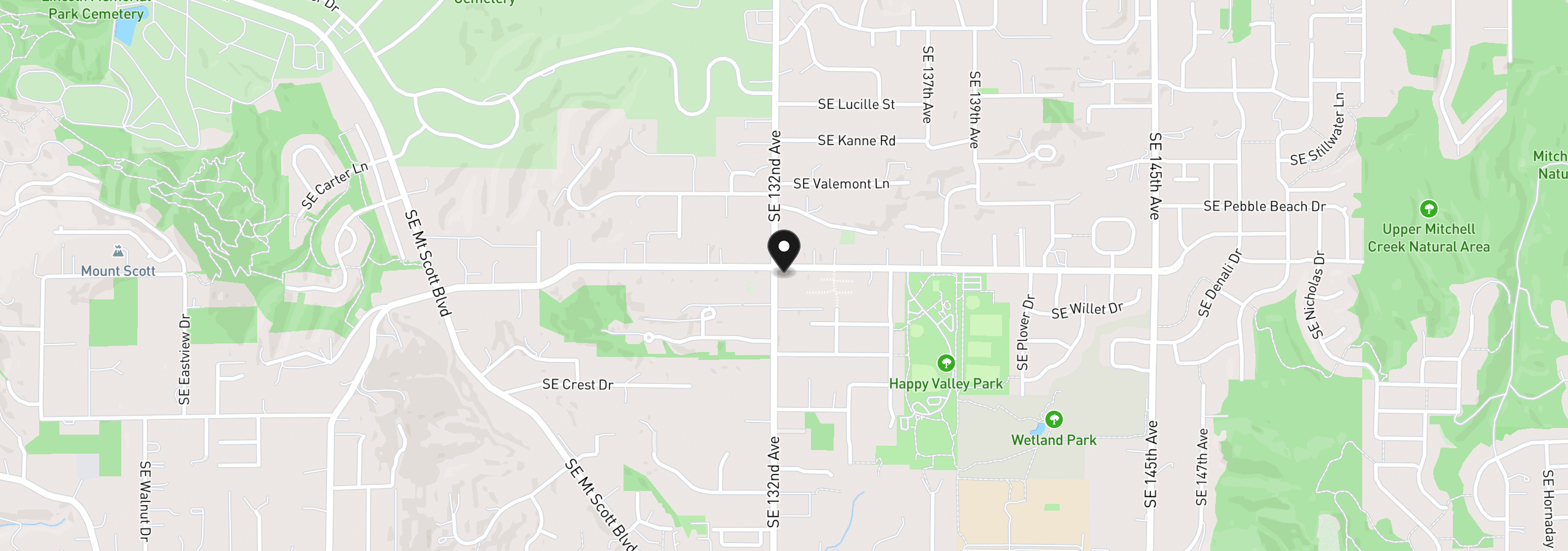 Map showing the location of 13226 SE Ridgecrest Rd, Happy Valley, OR 97086