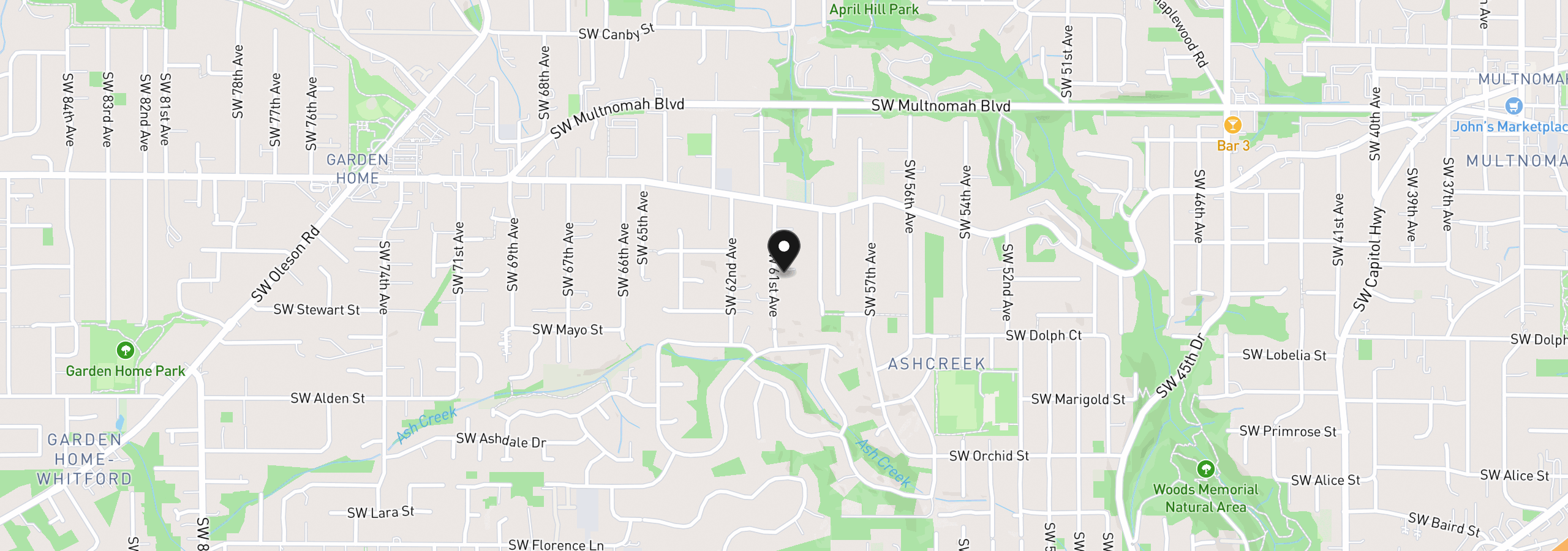 Map showing the location of 8516 SW 61st Ave, Portland, OR 97219
