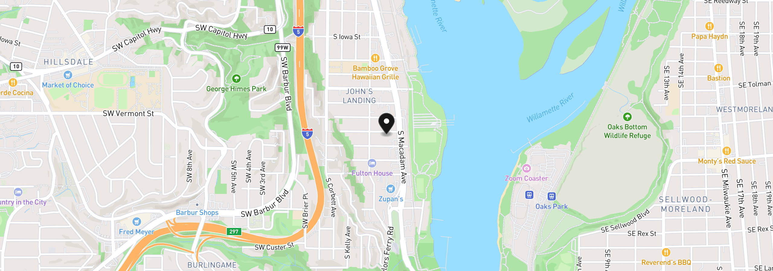 Map showing the location of 604 S Florida St, Portland, OR 97219
