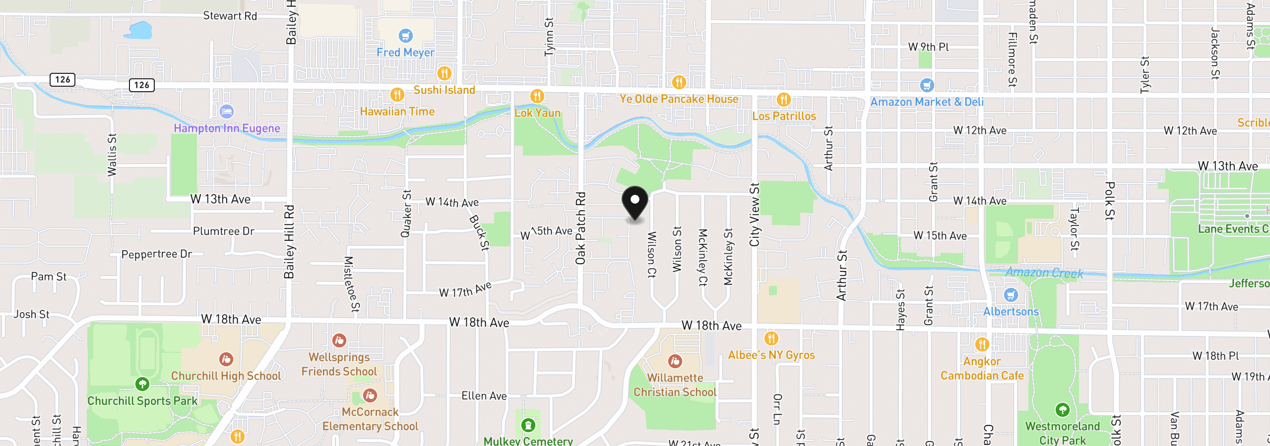 Map showing the location of 1505 Fetters Loop, Eugene, OR 97402