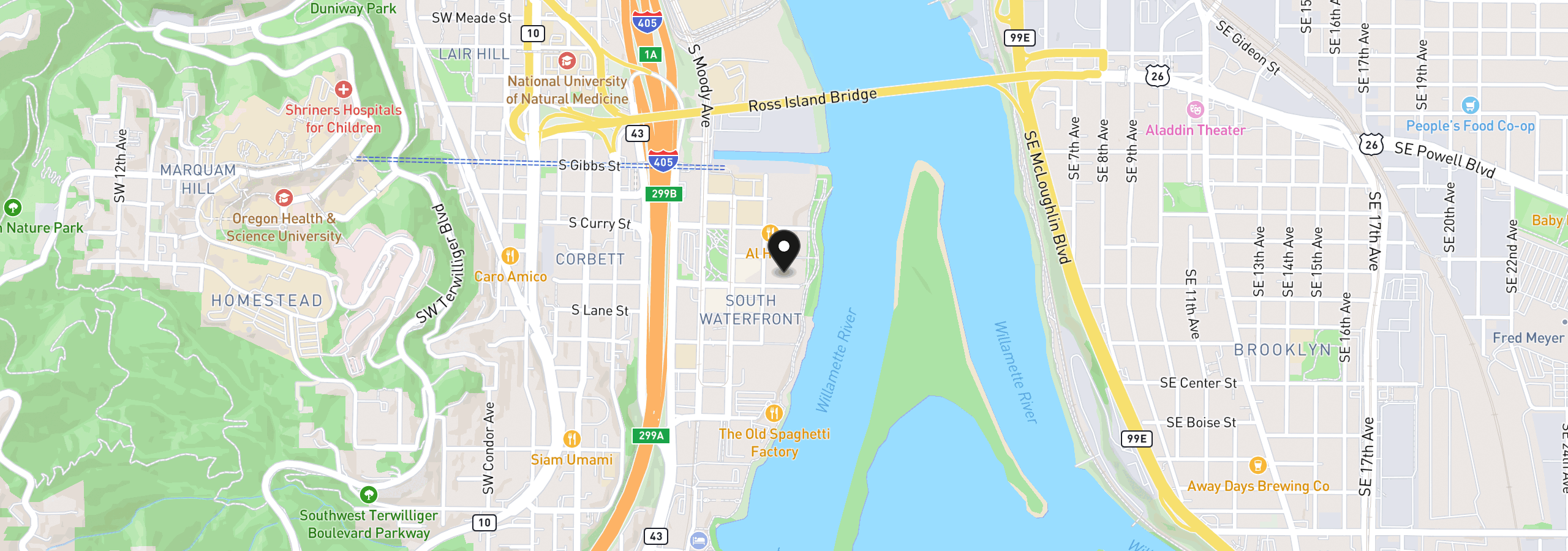 Map showing the location of 841 S Gaines St 1600, Portland, OR 97239