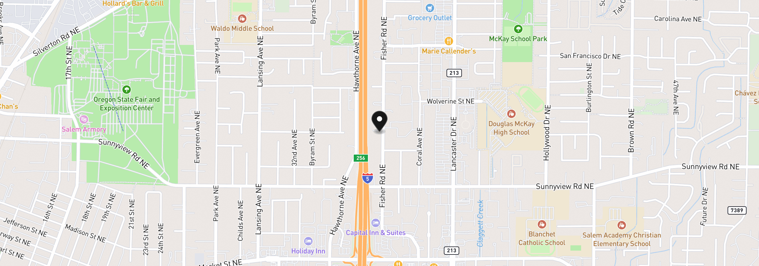 Map showing the location of 2305 Fisher Rd, Salem, OR 97305