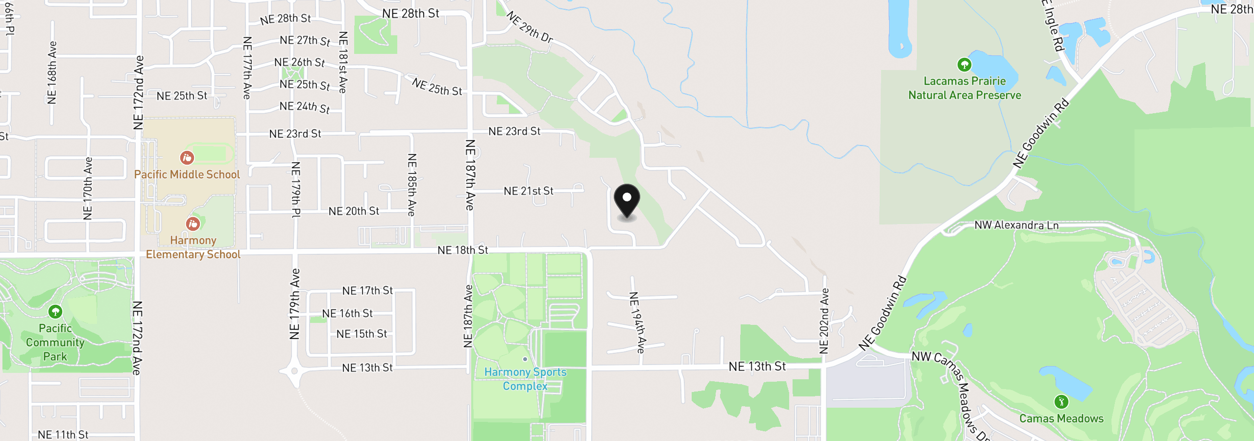Map showing the location of 1910 NE 195th Ct, Vancouver, Wa 98684