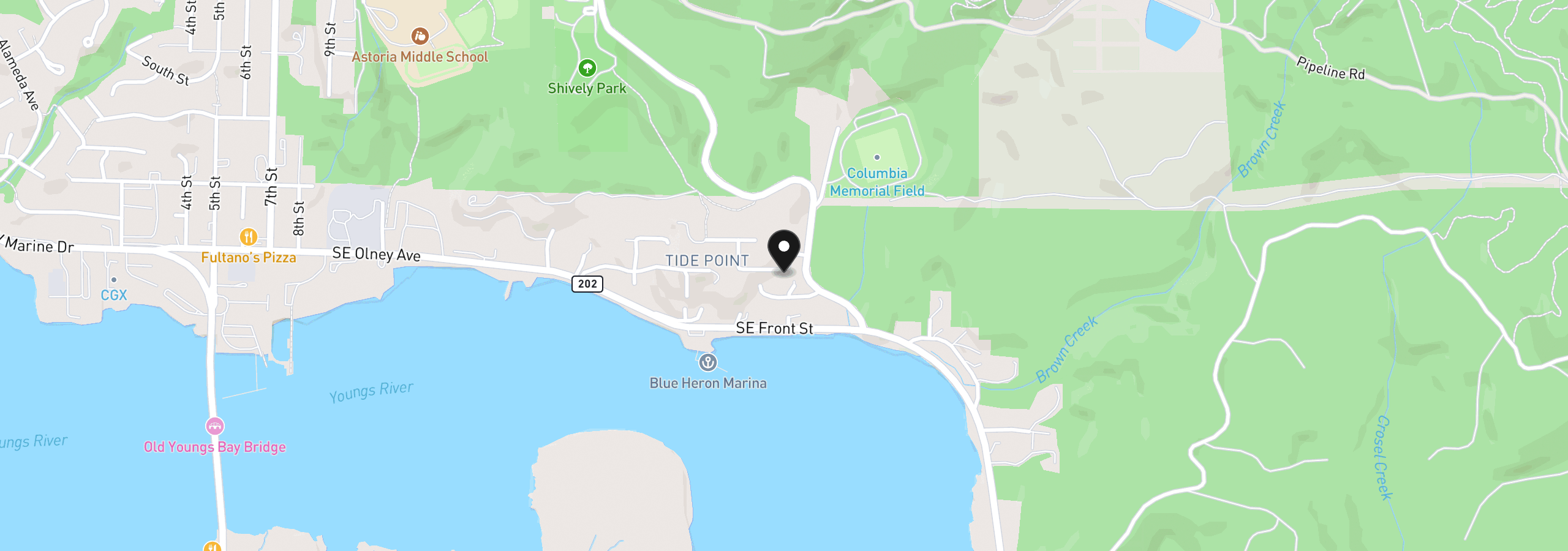 Map showing the location of 1991 SE 2nd St, Astoria, OR 97103