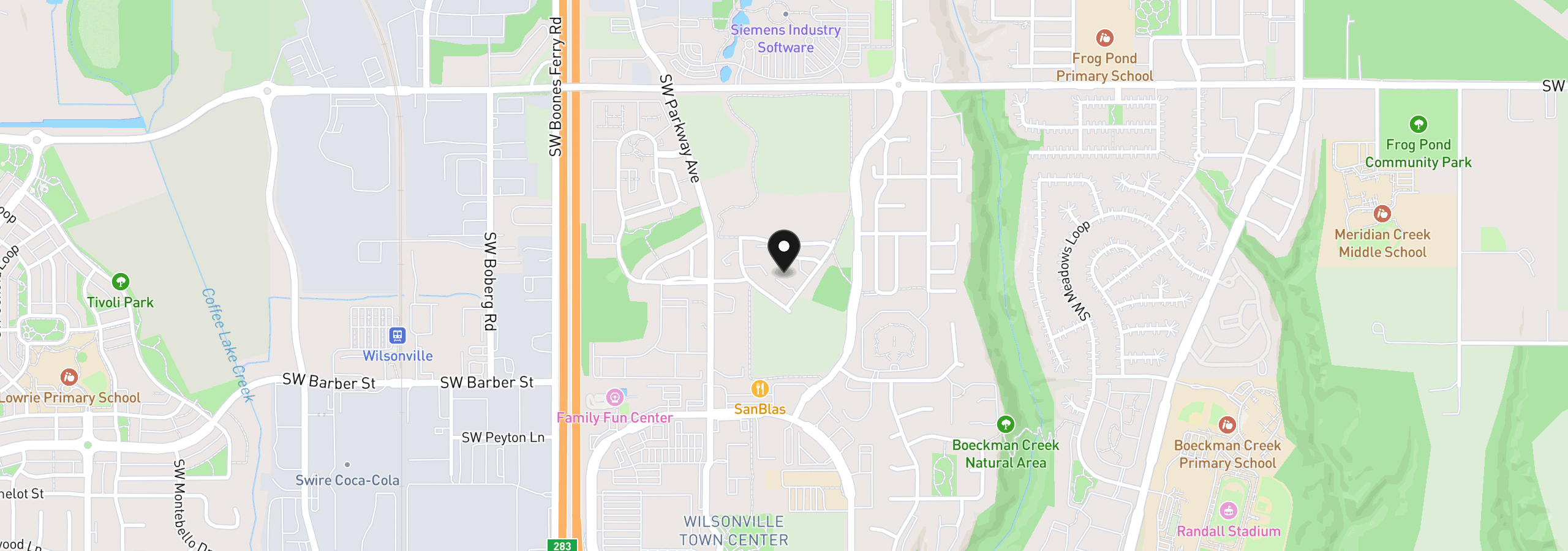 Map showing the location of 28635 SW Roger Blvd 70, Wilsonville, OR 97070