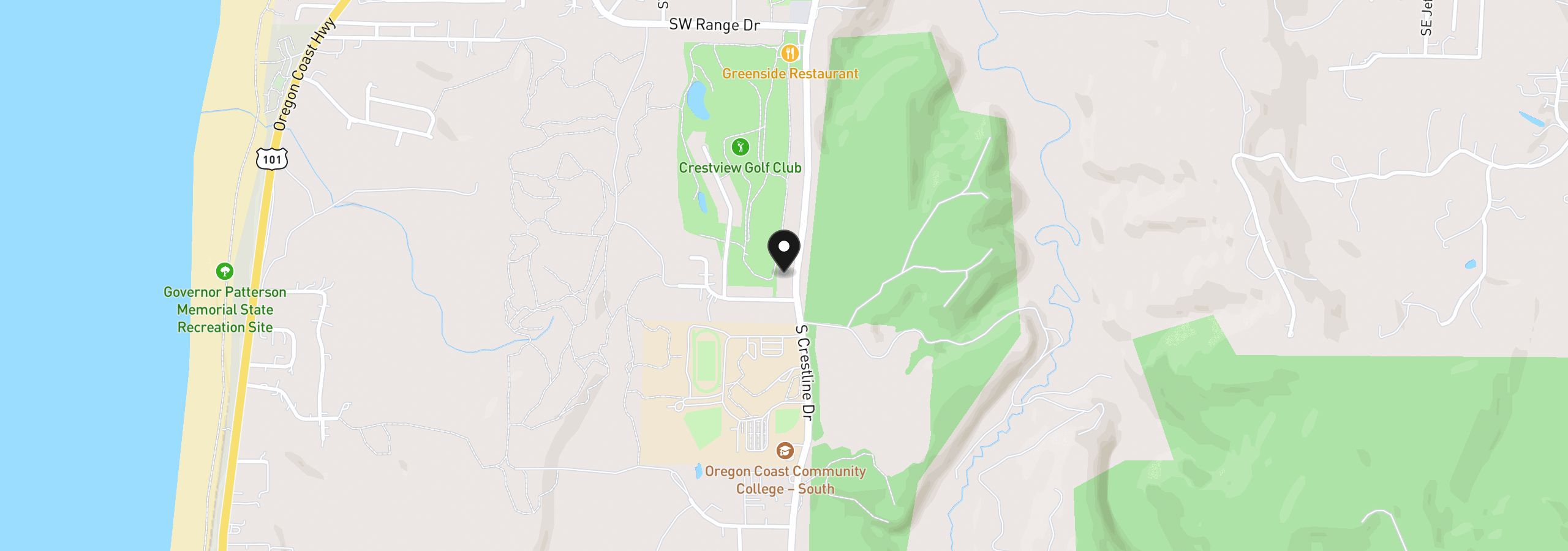 Map showing the location of 2520 S Crestline Dr, Waldport, OR 97394