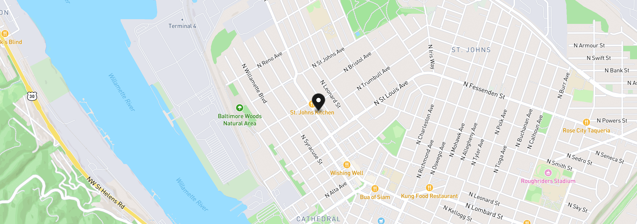 Map showing the location of 9333 N Lombard St 19, Portland, OR 97203