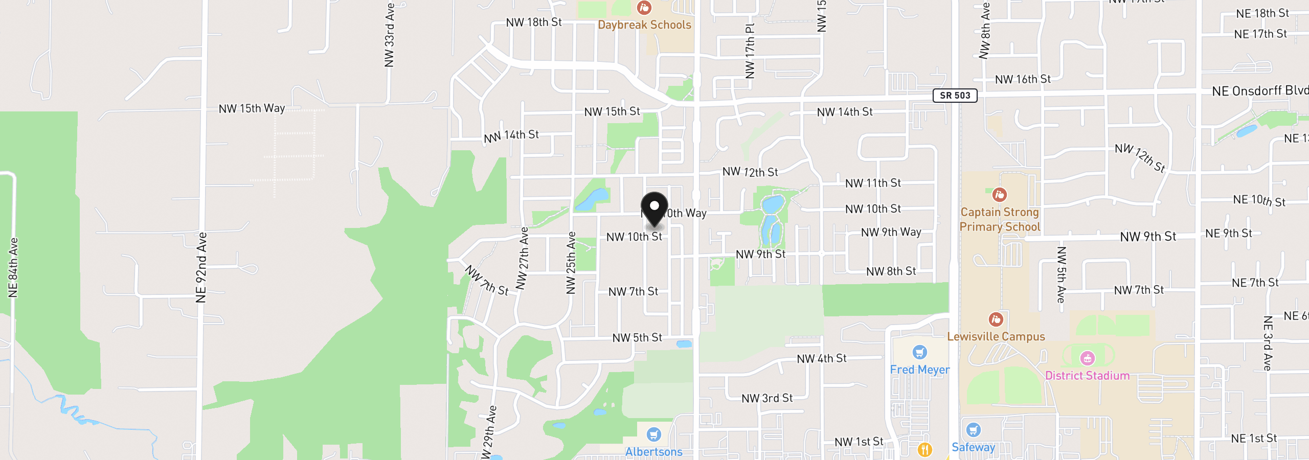Map showing the location of 2112 NW 10th St, Battle Ground, Wa 98604