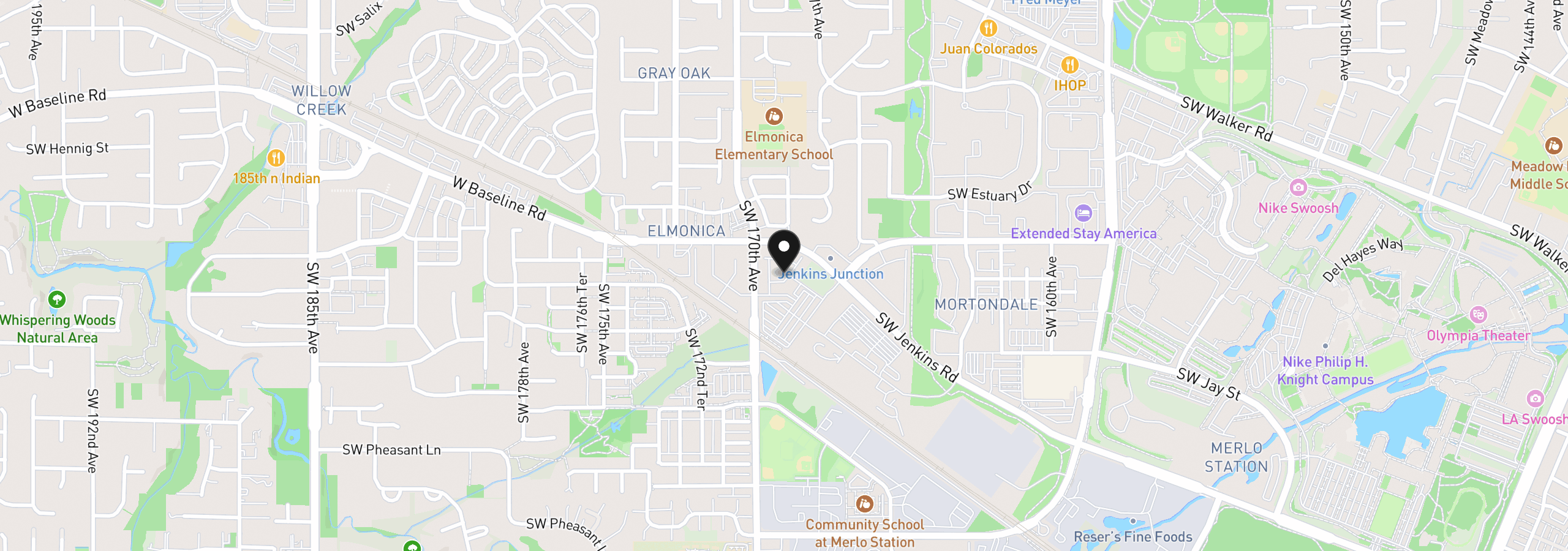 Map showing the location of 1160 SW 170th Ave, Beaverton, OR 97003