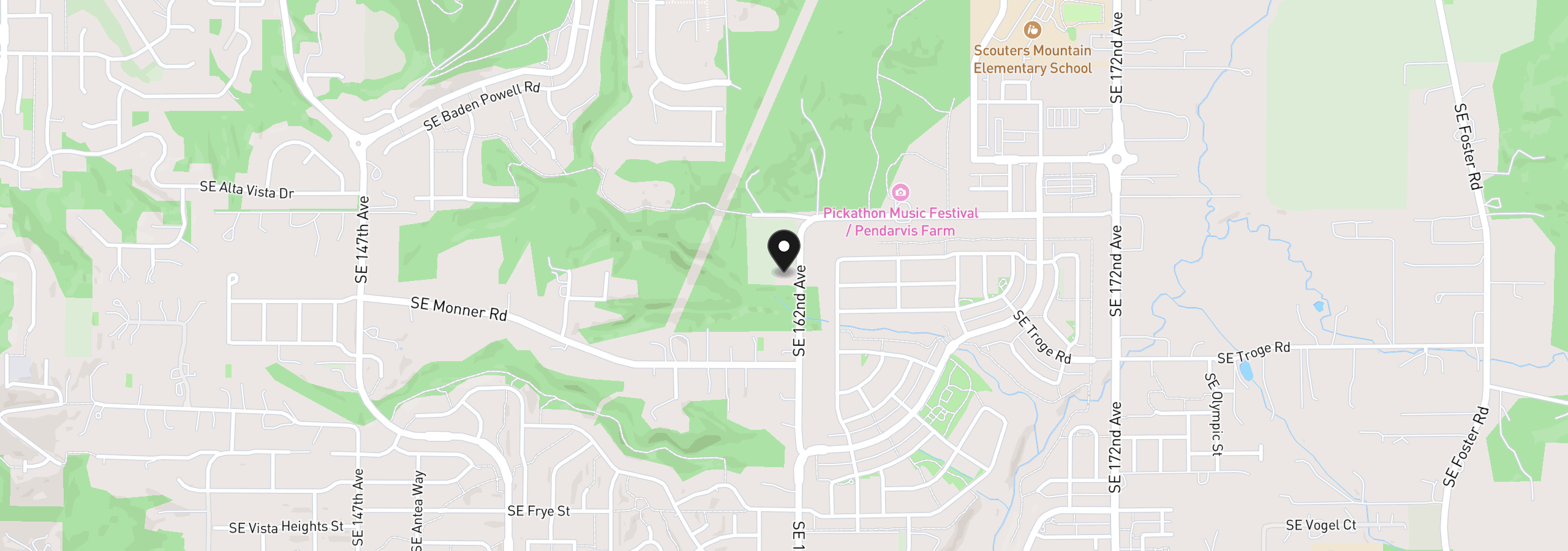 Map showing the location of 11781 SE 162nd Ave, Happy Valley, OR 97086