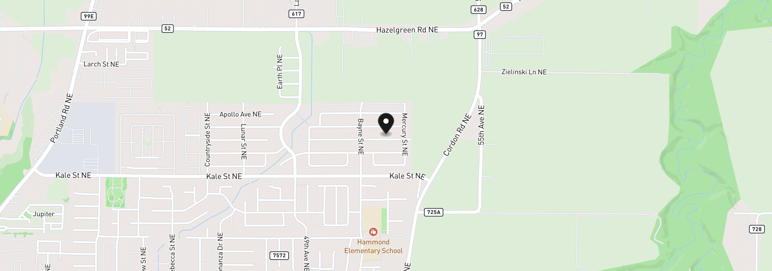 Map showing the location of 5149 Gemini Ave NE, Salem, OR 97305