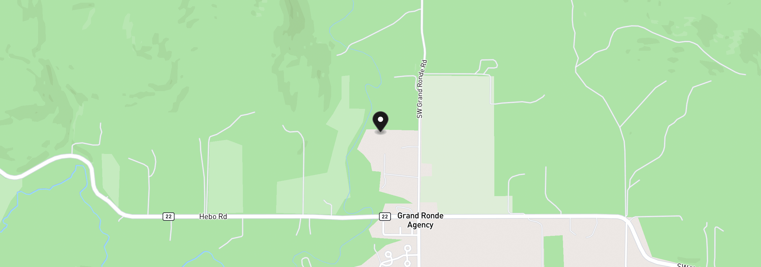 Map showing the location of 24708 SW Grand Ronde Rd, Grand Ronde, OR 97347