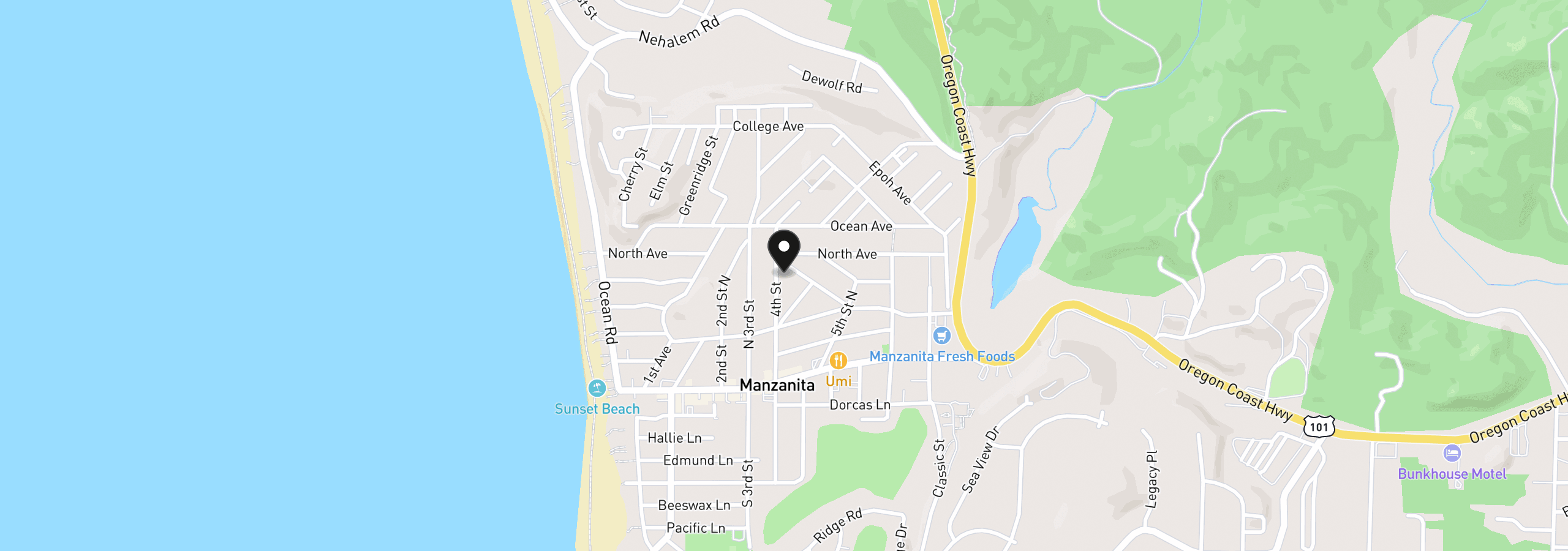 Map showing the location of 532 4th St, Manzanita, OR 97130