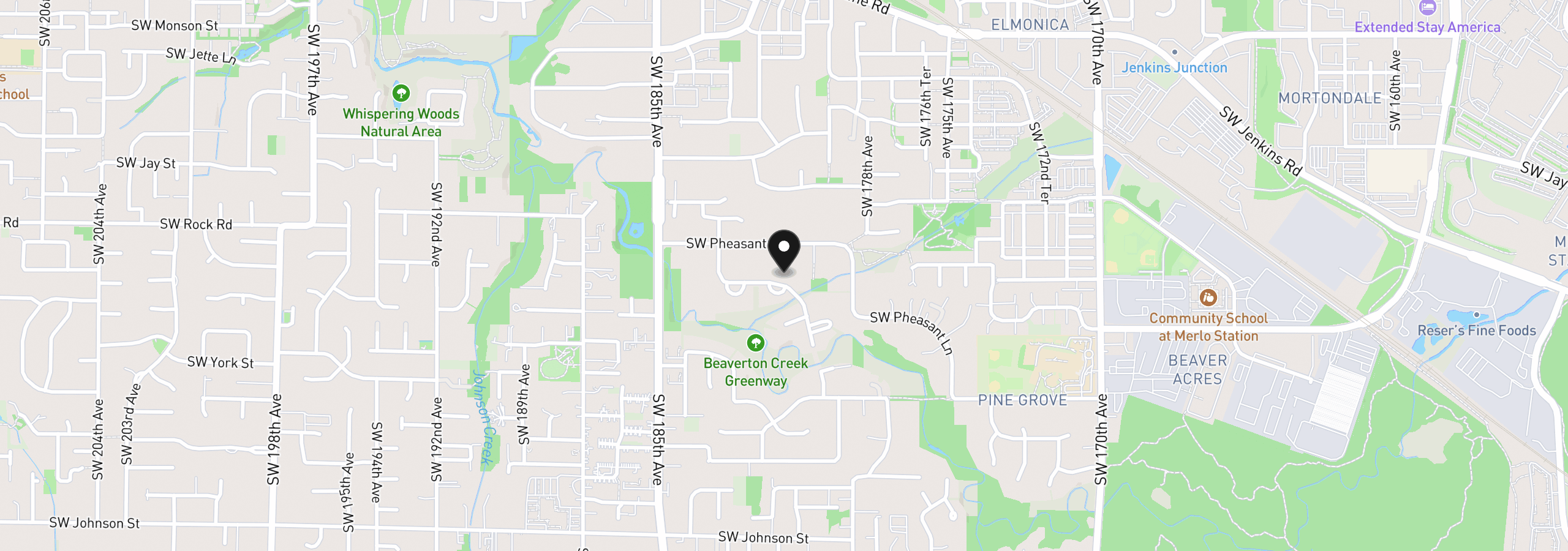 Map showing the location of 1920 SW Pheasant Dr, Beaverton, OR 97003