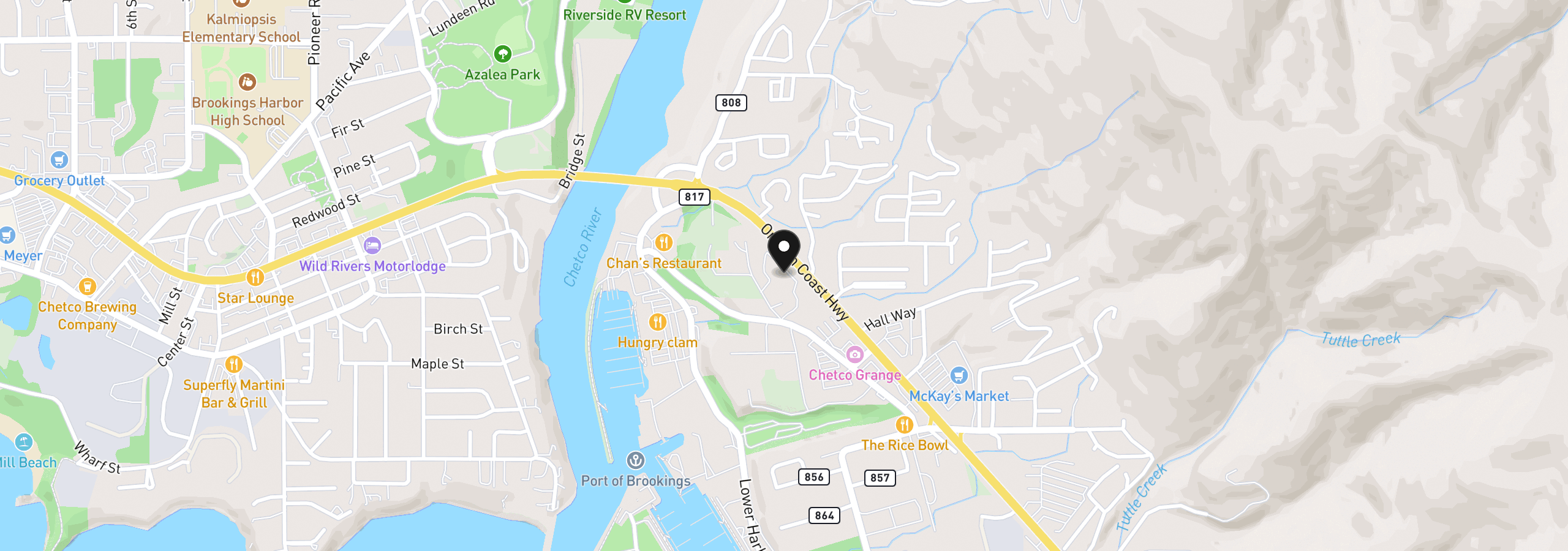 Map showing the location of 16345 Grootendorst Ln 4, Brookings, OR 97415