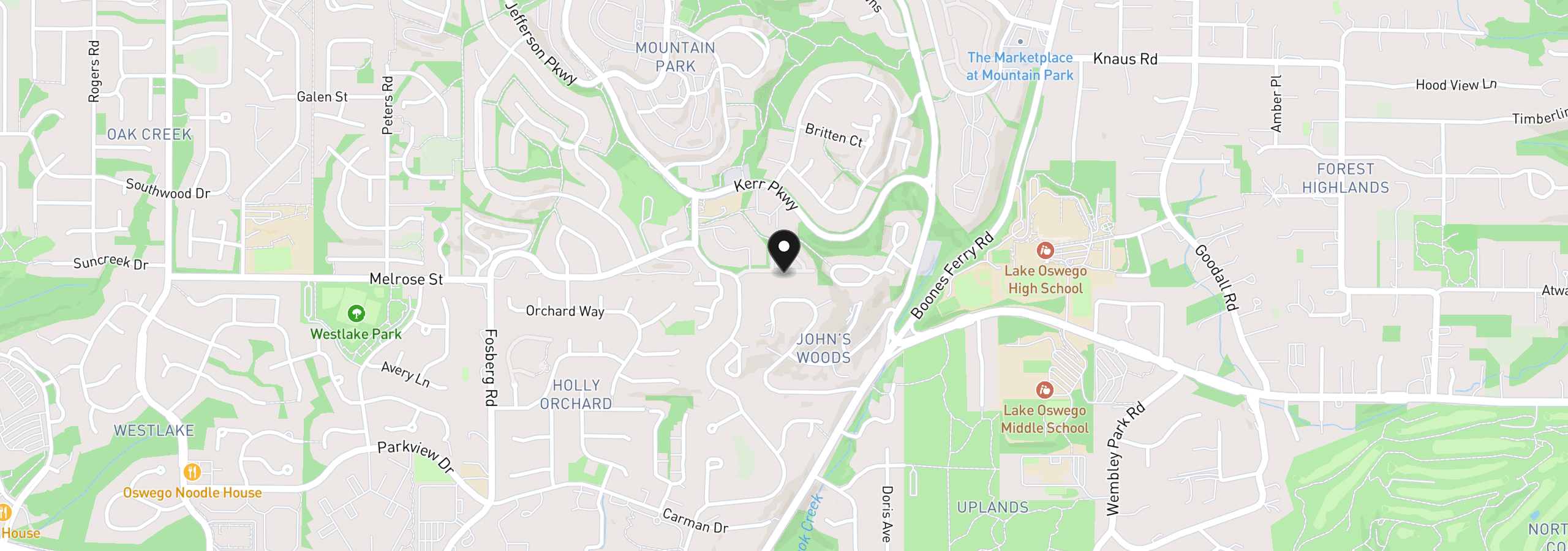 Map showing the location of 18 Wheatherstone, Lake Oswego, OR 97035