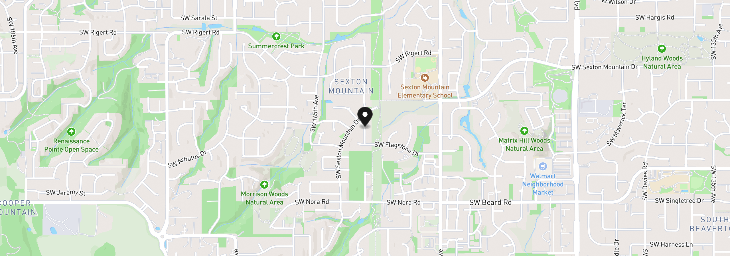 Map showing the location of 8712 SW Wakkila Ter, Beaverton, OR 97007