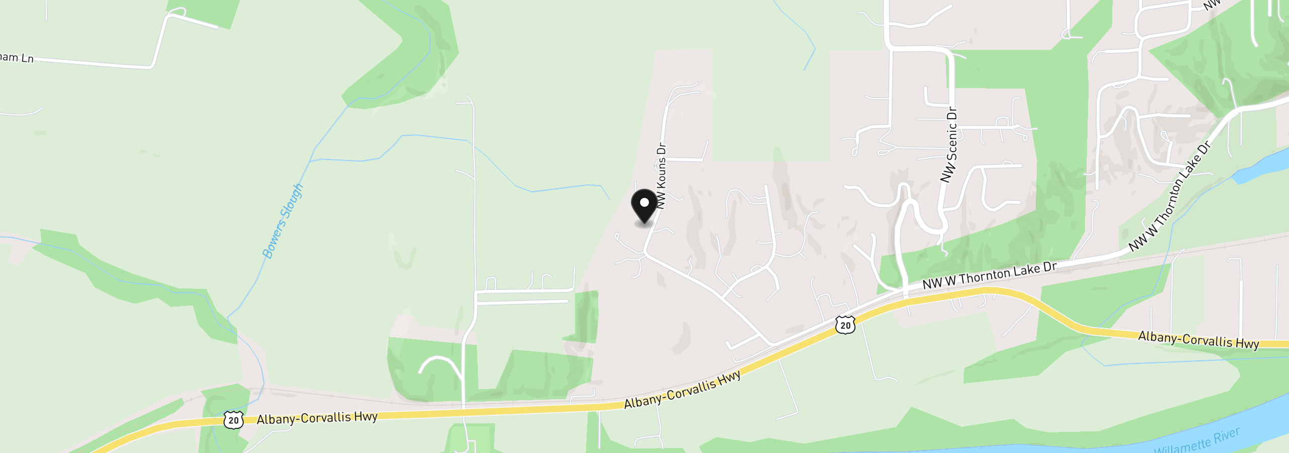Map showing the location of 628 Kouns Dr NW, Albany, OR 97321