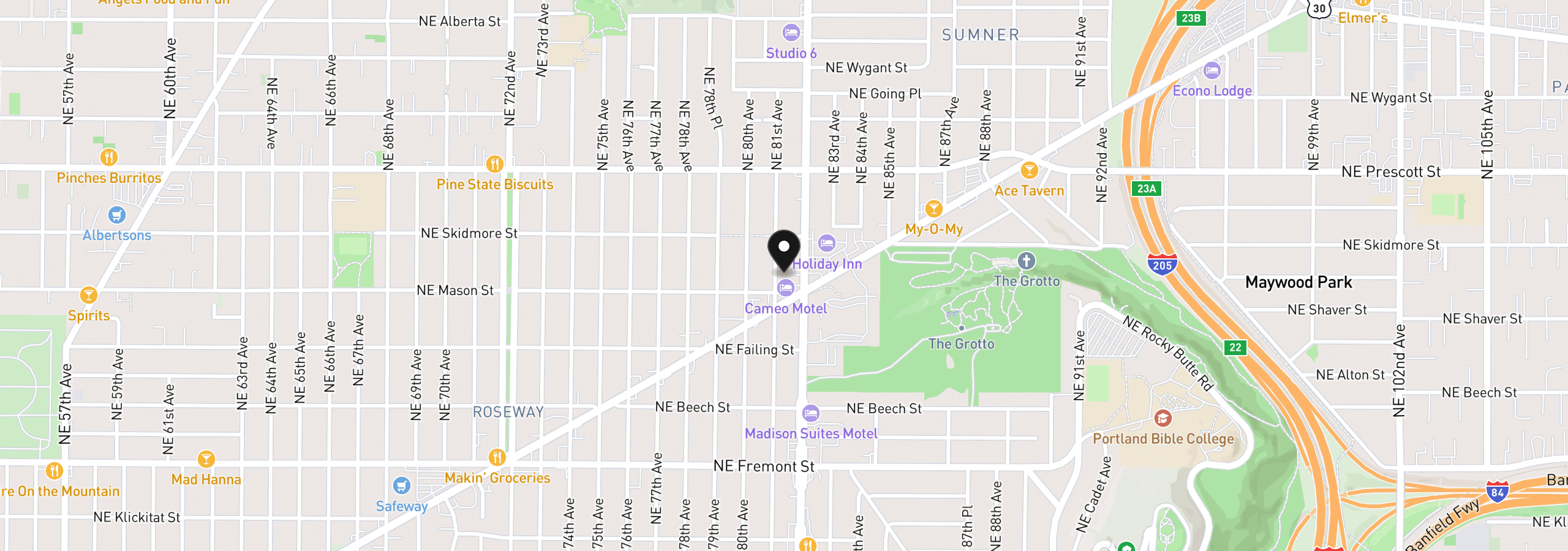 Map showing the location of 4124 NE 81st Ave, Portland, OR 97218