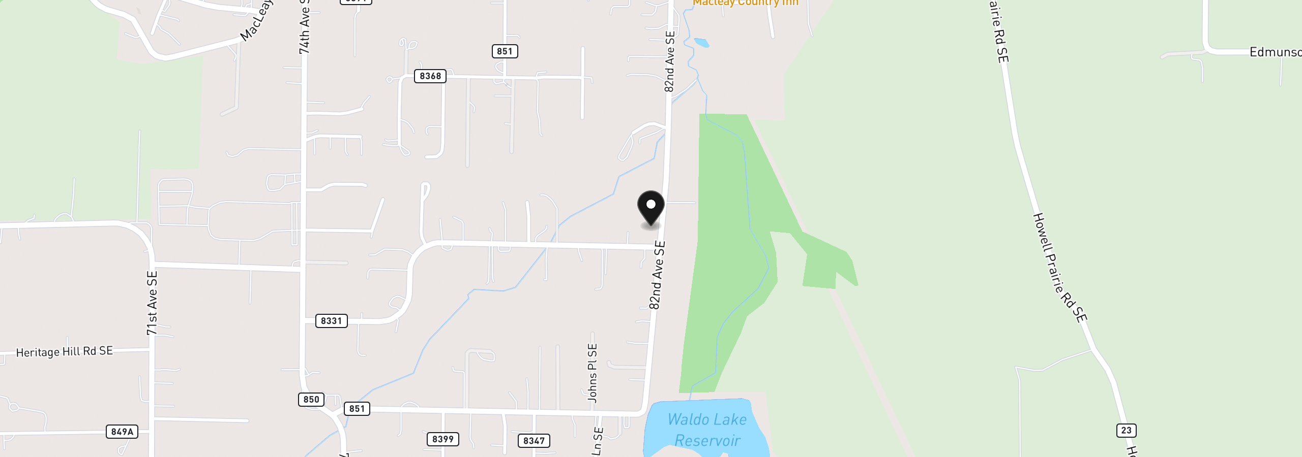Map showing the location of 8131 SE Pudding Creek Dr, Salem, OR 97317