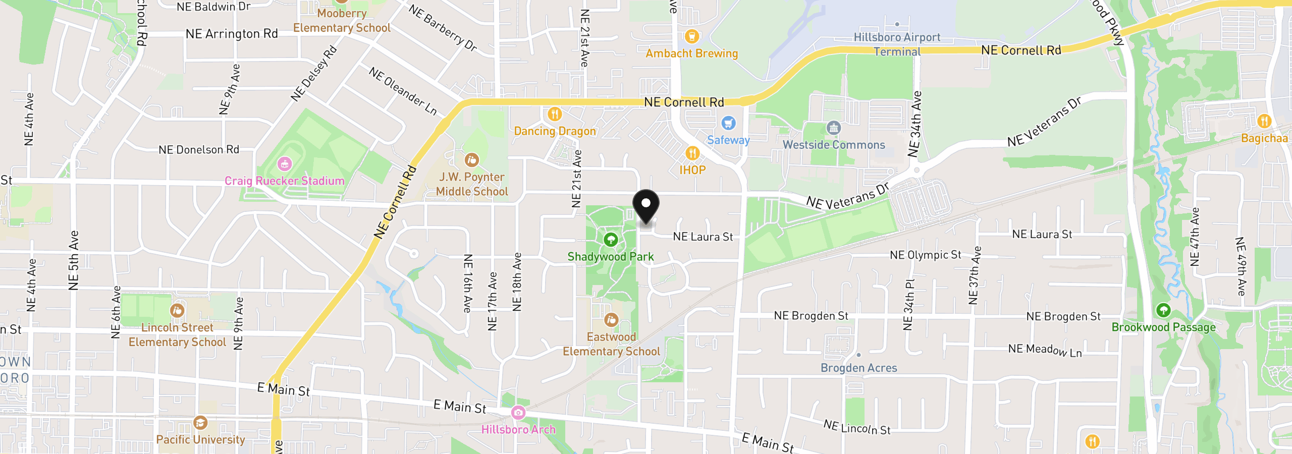 Map showing the location of 527 NE 25th Ct, Hillsboro, OR 97124