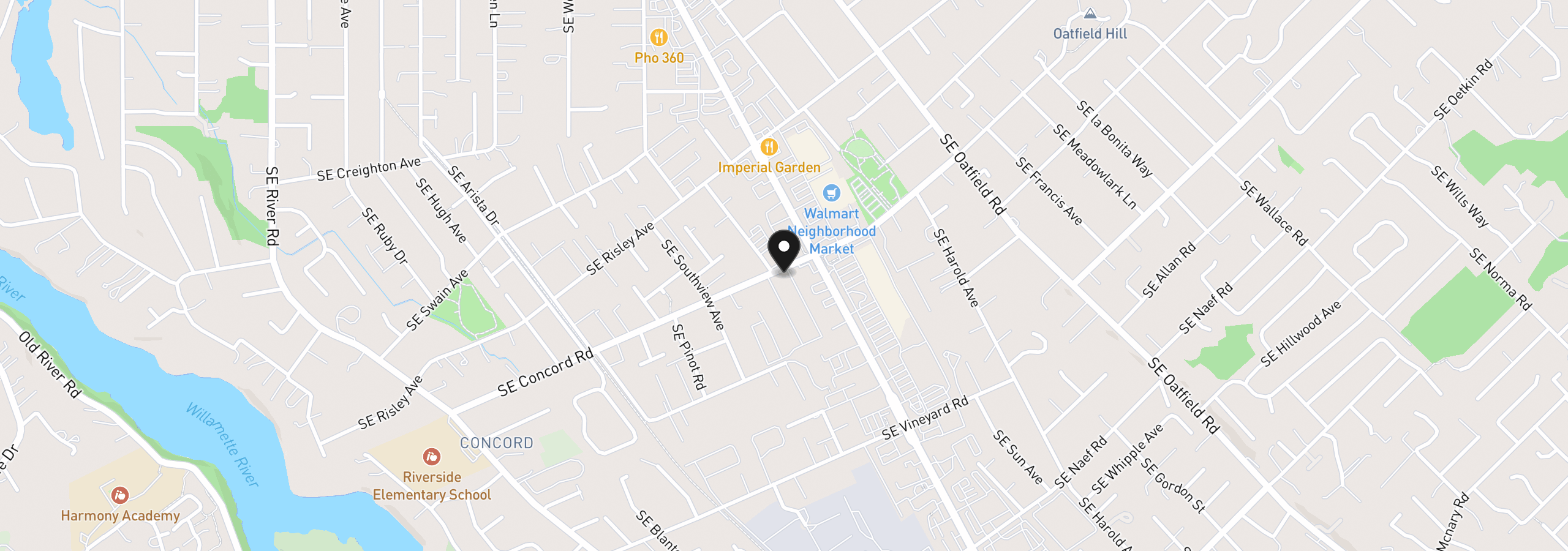 Map showing the location of 3500 SE Concord Rd 65, Milwaukie, OR 97267