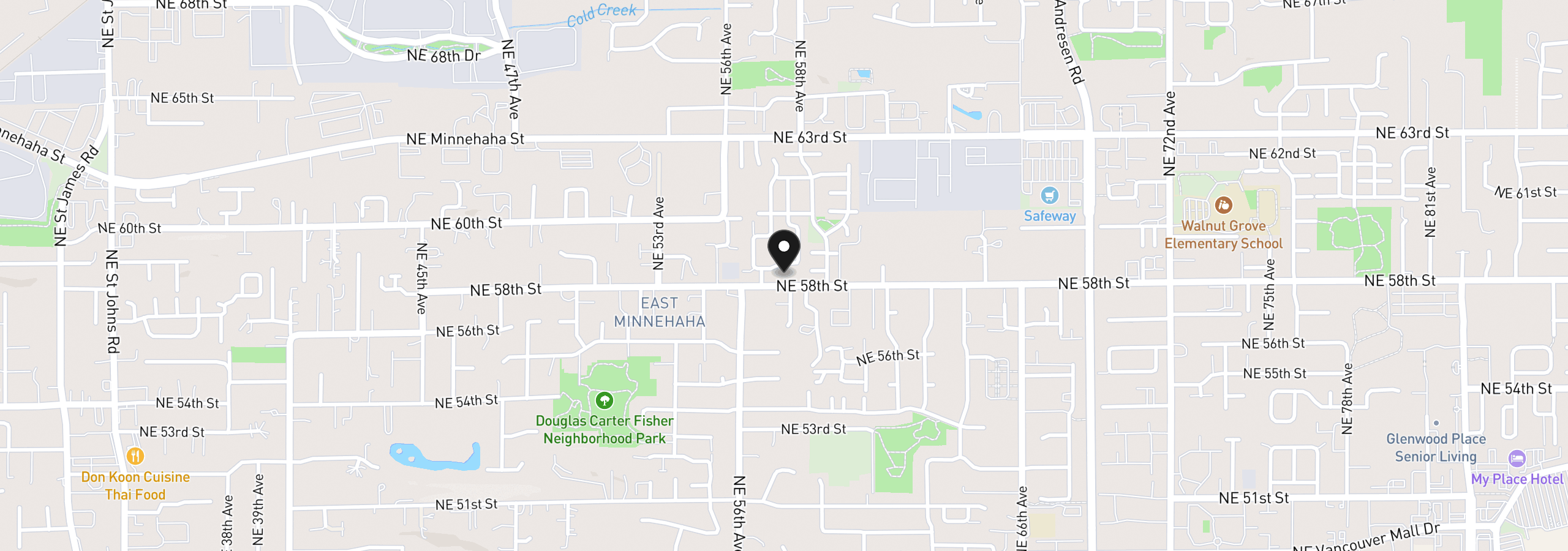 Map showing the location of 5723 NE 58th Way, Vancouver, Wa 98661