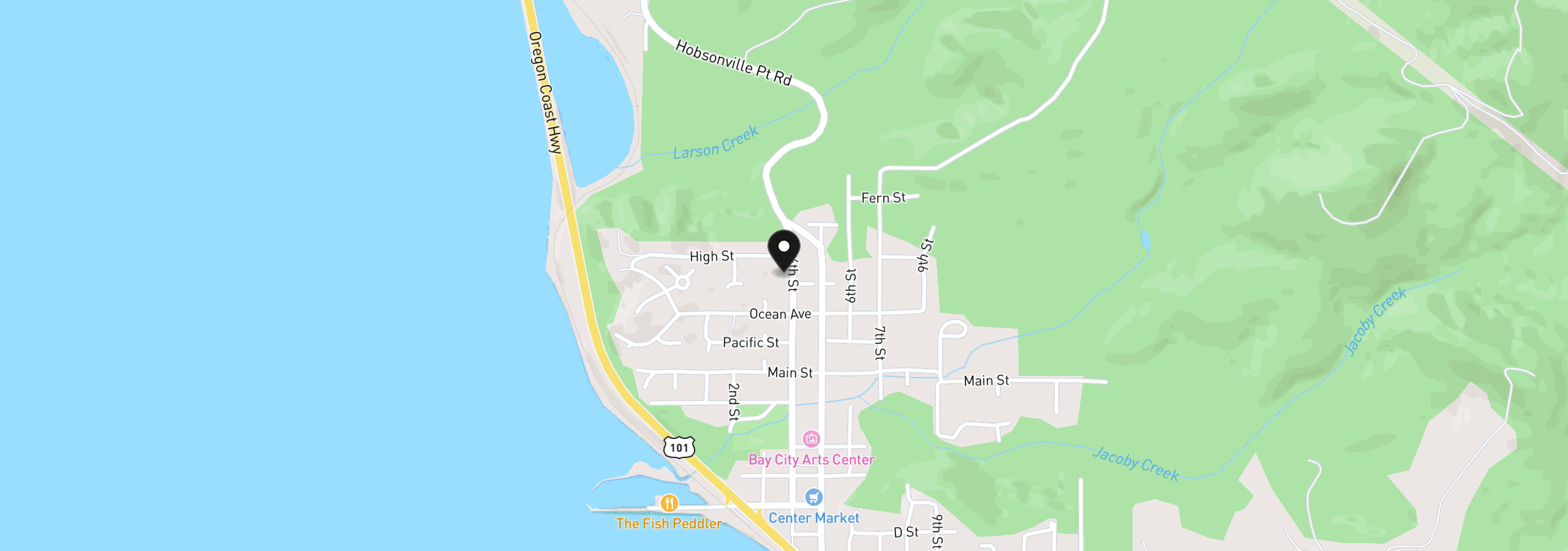 Map showing the location of 10030 4th St, Bay City, OR 97107
