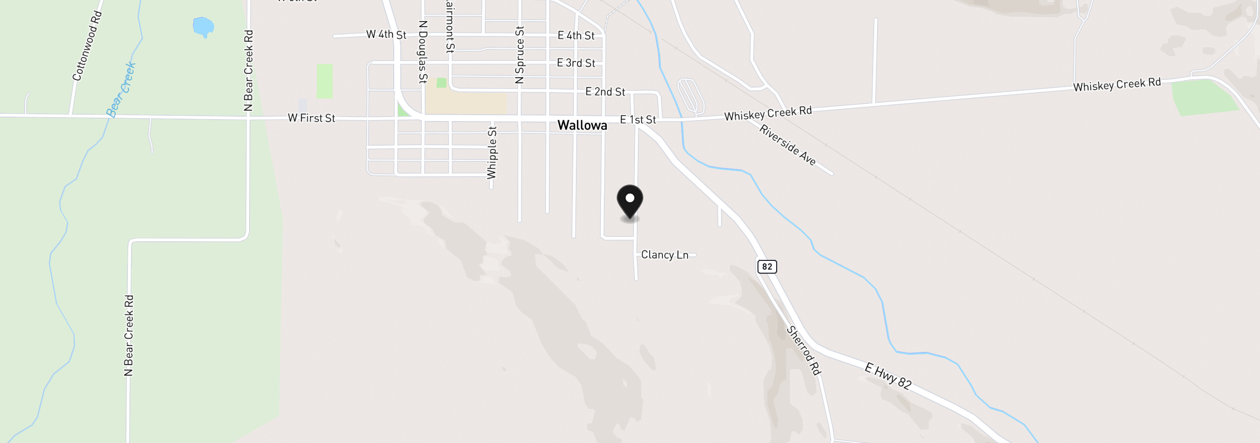 Map showing the location of 404 N Holmes St, Wallowa, OR 97885