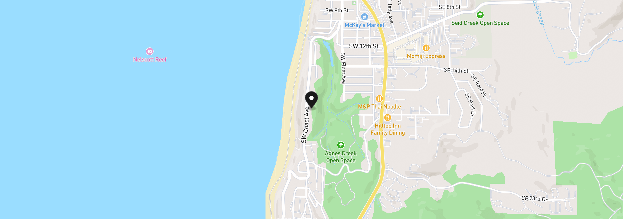 Map showing the location of 1858 SW Coast Ave, Lincoln City, OR 97367