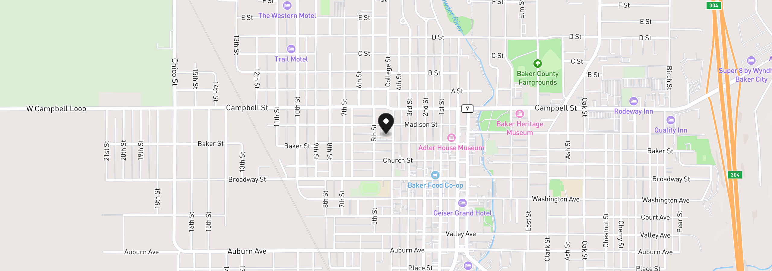 Map showing the location of 2365 4th St 201, Baker City, OR 97814