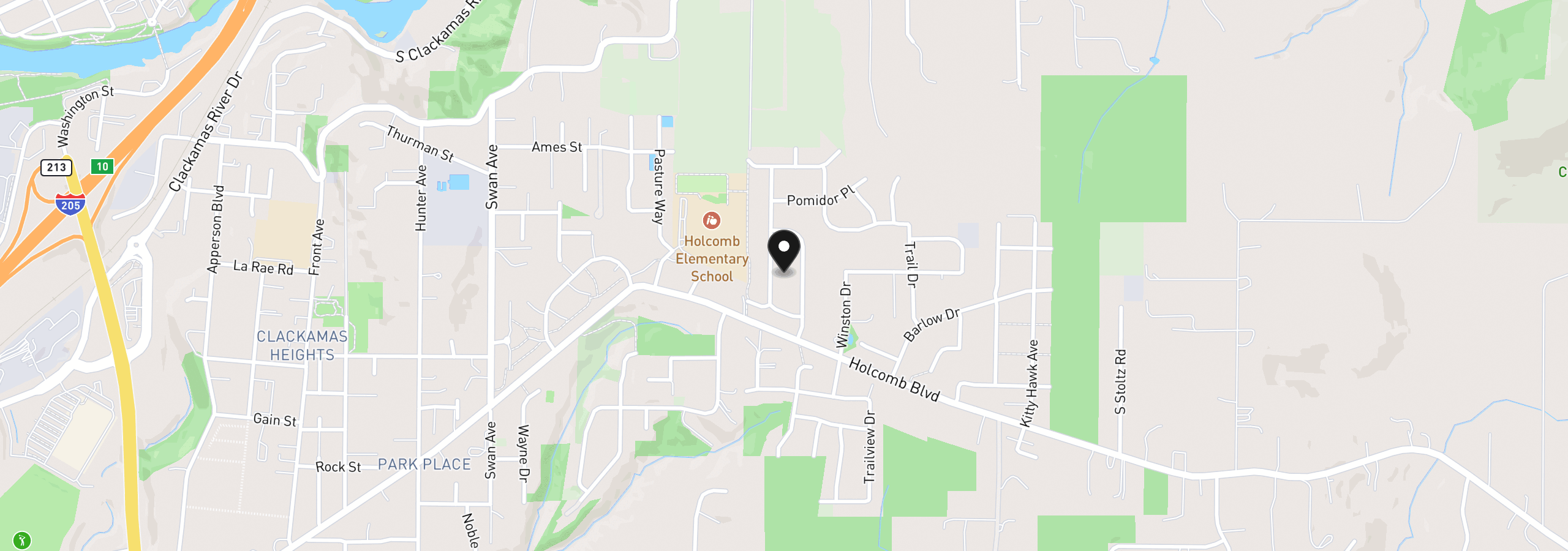 Map showing the location of 16114 Barlow Trail Ln, Oregon City, OR 97045