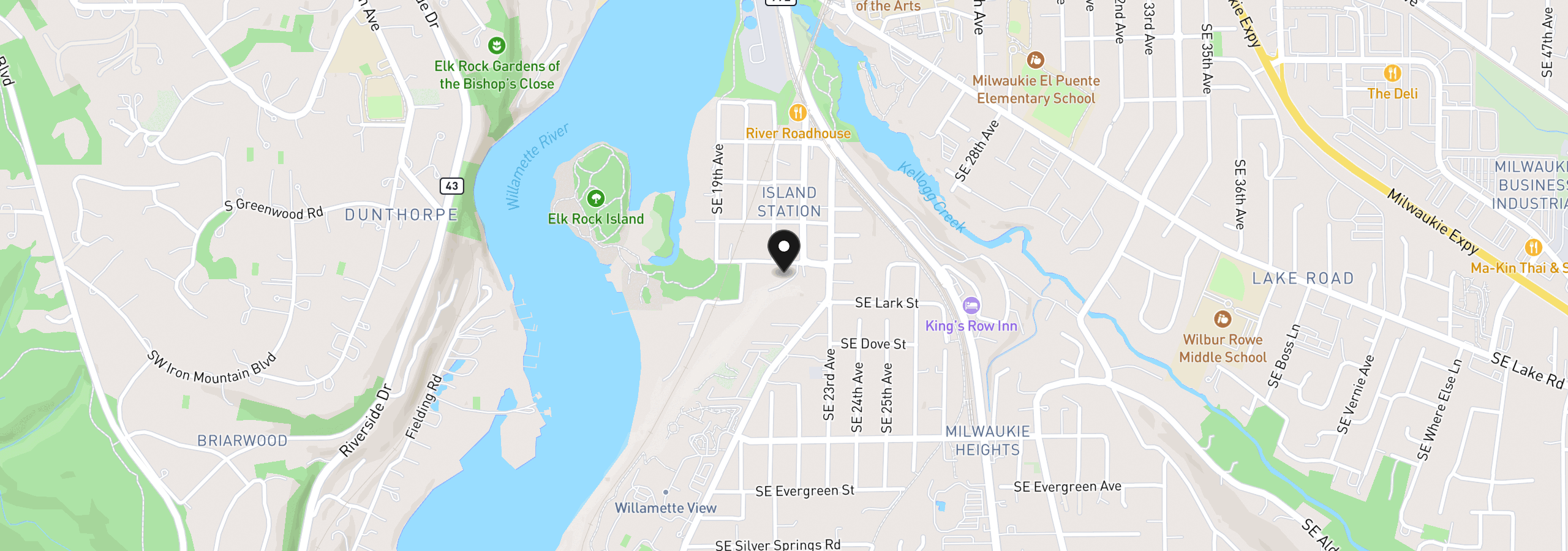 Map showing the location of 0 SE Sparrow St, Milwaukie, OR 97222