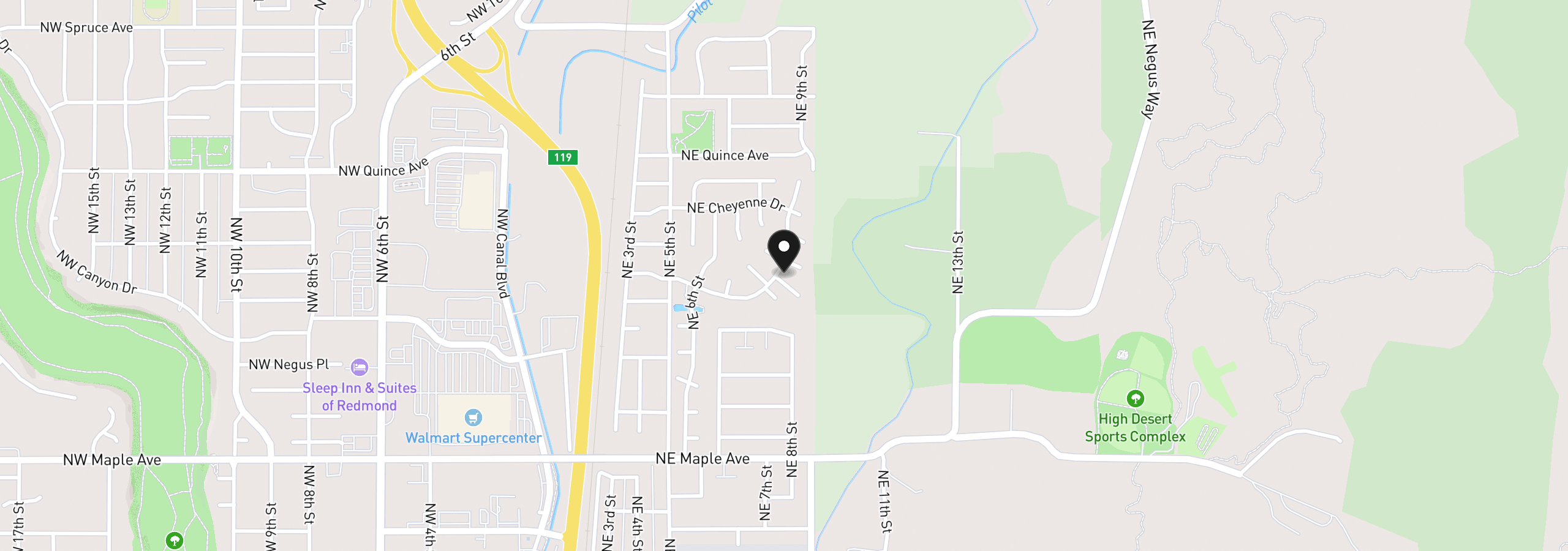 Map showing the location of 811 NE Paiute Ct, Redmond, OR 97756