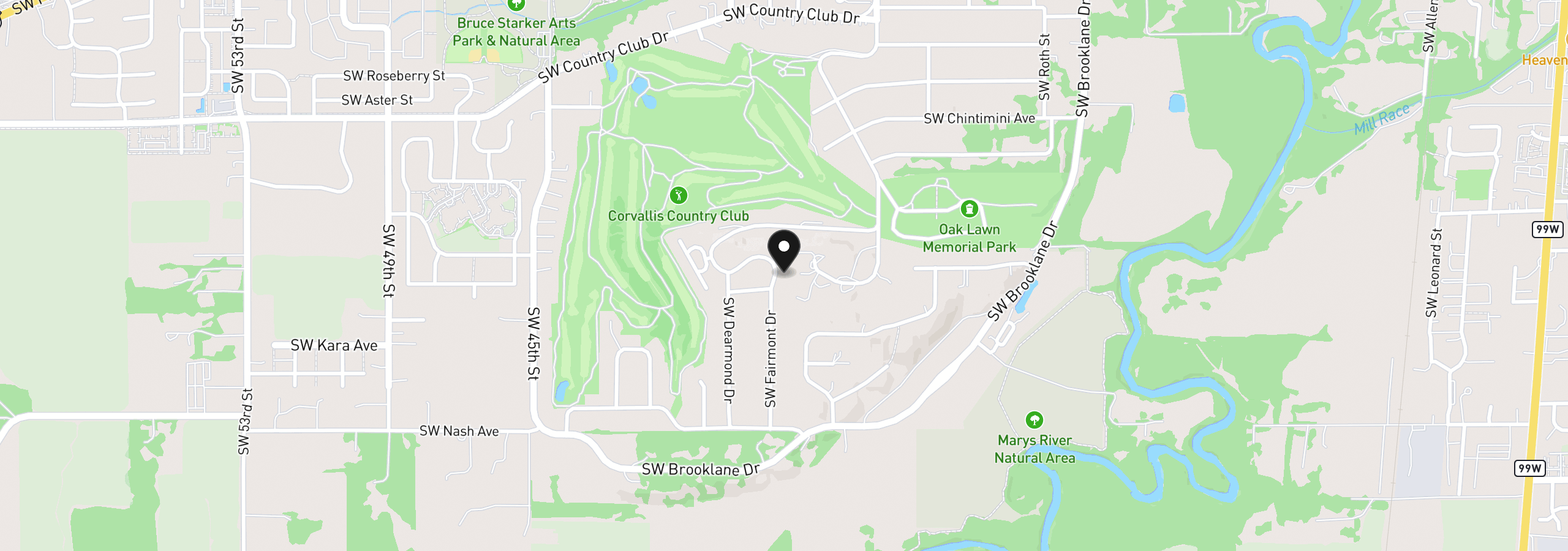 Map showing the location of 4180 SW Fairhaven Dr, Corvallis, OR 97333